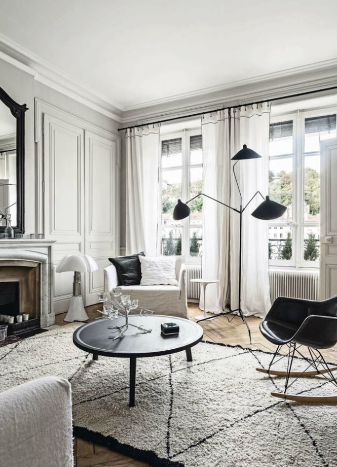 Black and white living room decoration
